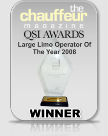 Winner of the Chauffeur Magazine QSI Award for Large Limo Operator of the Year 2008